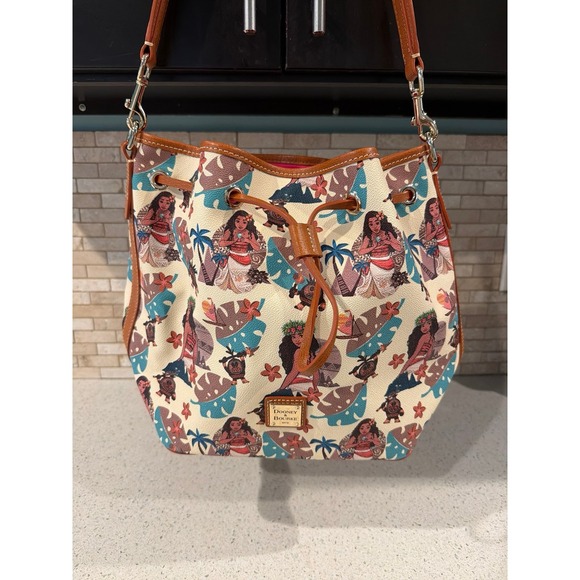 Disney Dooney & Bourke Moana Drawstring Hand Bag Bucket Purse - Picture 2 of 5